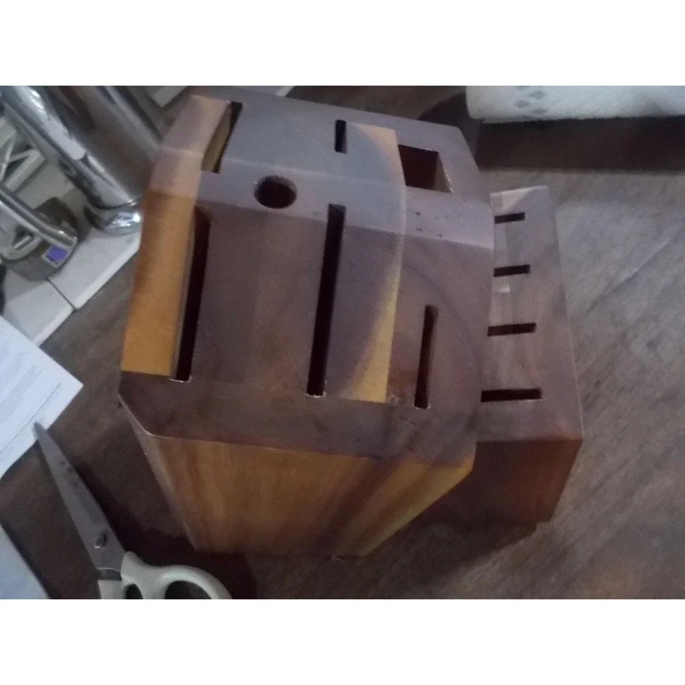 Cangshan Acacia Wood Knife Block 12 Slot Kitchen Cutlery Storage Organizer